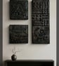 Japanese WabiSabi Style 3-Piece Asymmetric Wall Art Set – Hand-Sculpted Stone T