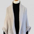Hand Knitted Shrug, Neutral Colour, Wool with Alpaca Blend Yarn - UK Size 12