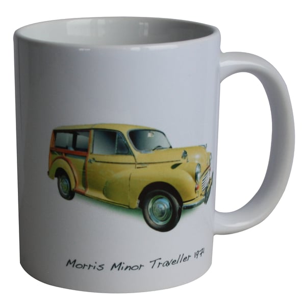 Morris Traveller 1971 (Yellow) - 11oz Ceramic Mug for Classic British Car fan
