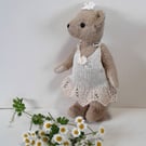 Collector's teddy bear 'Daisy' 10 inch jointed bear with knitted lace dress