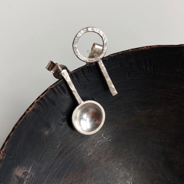 Mismatch silver spoon earrings