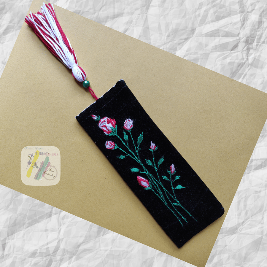 Hand embroidered bookmark 