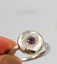 Sterling Silver Ruby Ring – Molten Texture – July Birthstone - Size O - Image 4