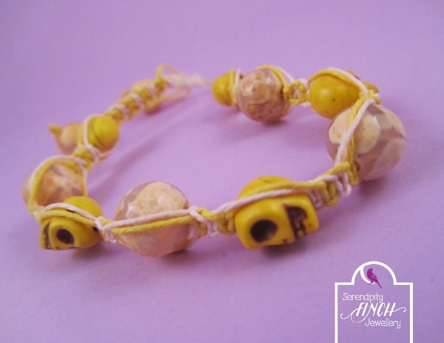 Yellow Skull Macrame Bracelet