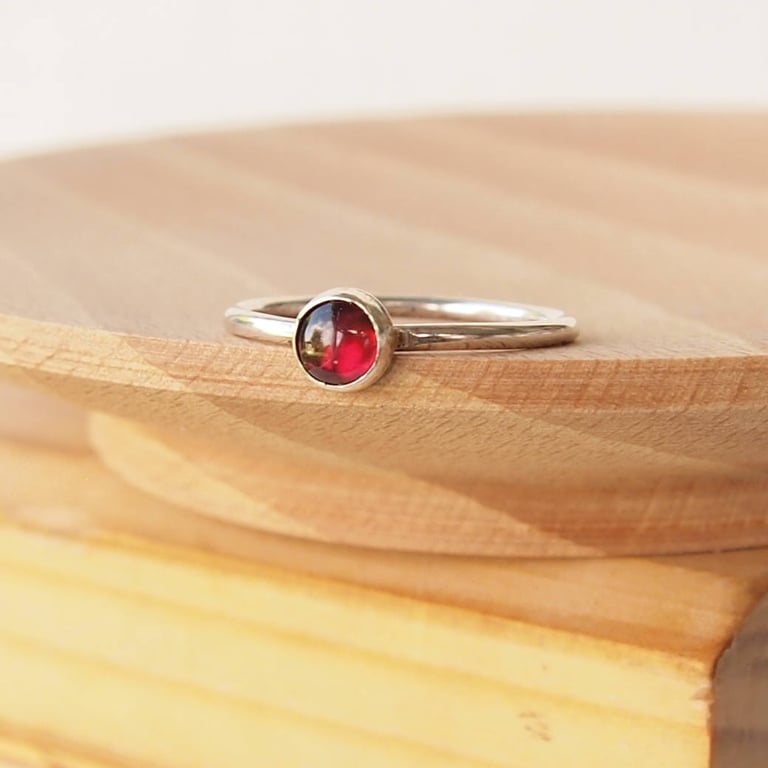 Garnet Silver Ring