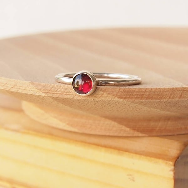 Garnet Silver Ring