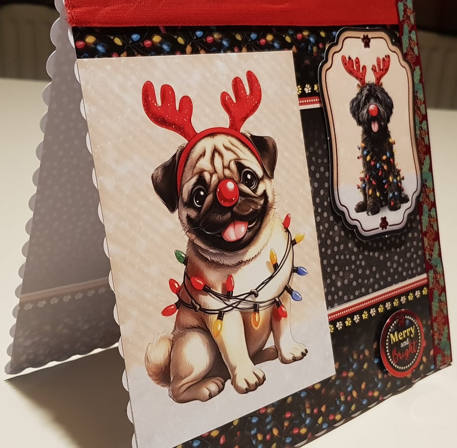 Pug and friends Christmas card - Folksy