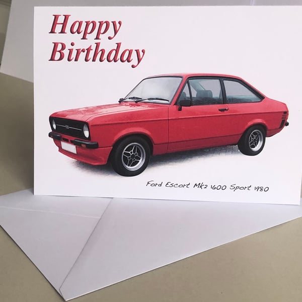 Ford Escort Mk2 Sport 1980 - Birthday, Anniversary, Retirement or Plain Card