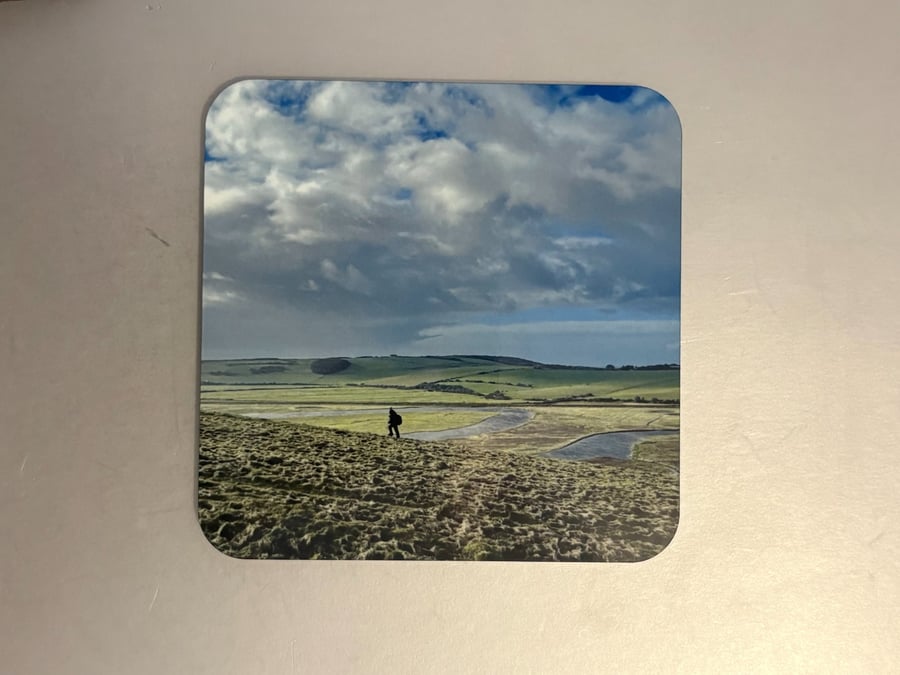 The Hiker 9.5cm cork backed coaster 