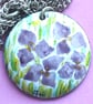 purple hydrangea flowers - painted enamel pendant - Image 5