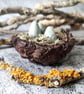 Bird Nest Sculpture, Rustic Clay, Mini Trinket Dish, Wabi-Sabi Bark Bowl - Image 3