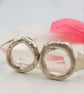 Molten Sterling Silver Circle Stud Earrings - Organic Chunky Minimalist Studs - Image 4