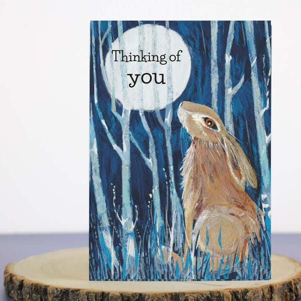 Thinking of you card -  hares illustration