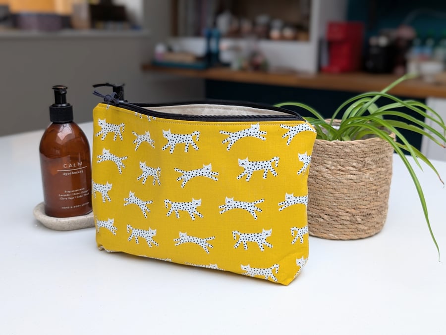 Yellow Leopard Make Up Bag