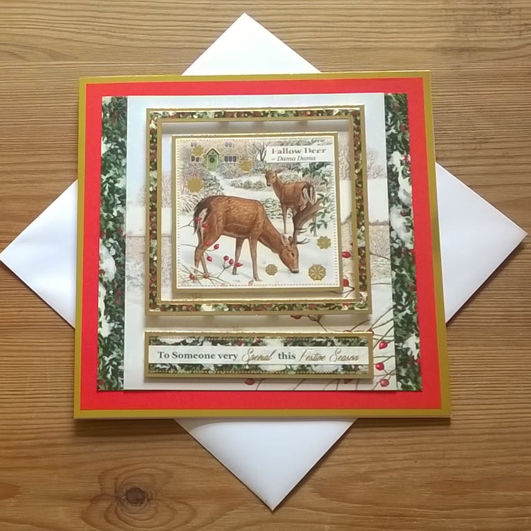 Luxurious Fallow Deer Christmas Card for Someone Very  The card measures Special