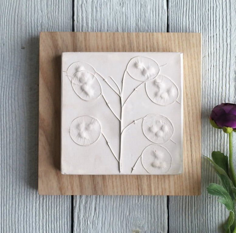 Honesty Seedhead Plaster Cast Wall Plaque, Limited Edition