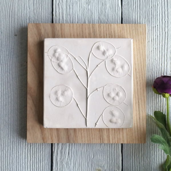 Honesty Seedhead Plaster Cast Wall Plaque, Limited Edition