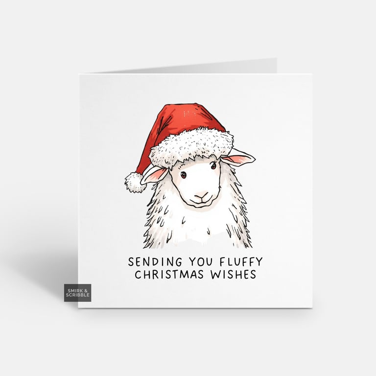 Unique Funny Christmas Card - Cute Xmas Greeting - Sheep 