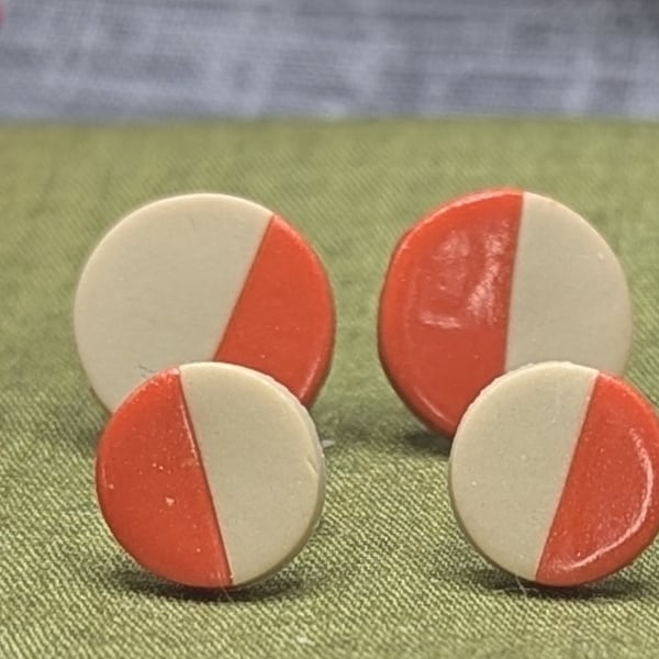 Orange and cream simple earrings 