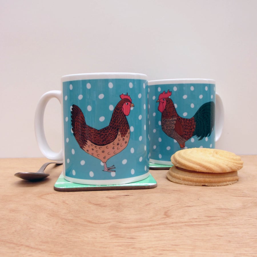 Chicken and Cockerel mug