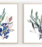 Watercolour leaves wall prints, purple plants wall decor, leaf wall art prints - Image 2
