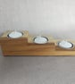 Triple Upcycled Wooden Tealight Holder Reclaimed Wood Candle Gift - Image 3