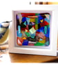 Patchwork Abstract Fused Glass Picture Box Framed - Image 2