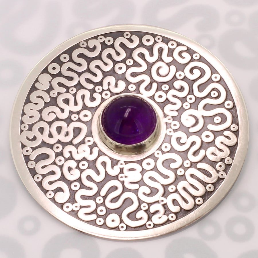 Brooch, Amethyst brooch, Indian Amethyst, Large brooch, Celtic, Handmade, No.10