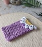 Crochet Cotton Daisy Glasses Case, Phone Case Lilac