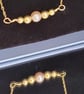 Dainty Solid Gold Bead Necklace: Freshwater Pink Pearl Accent - Image 5