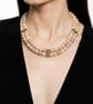 Double Strand Shell Pearl Choker Blush Pink Cream Ivory Gold Scroll Connector