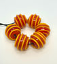 Handmade dark orange and yellow striped lamp work glass beads - Image 5