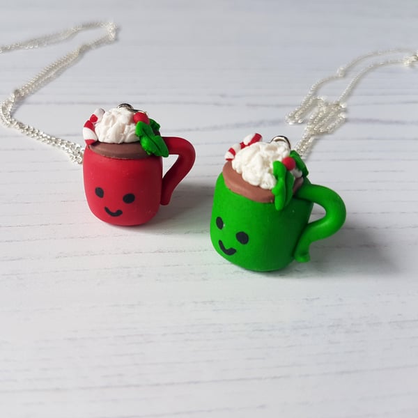 Kawaii Christmas hot chocolate charm necklace CHOOSE COLOUR