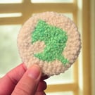 Pair of Animal crossing leaf inspired punch needle coaster, gamer desk accessory