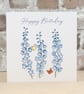 Birthday Card Floral Delphinium Flowers