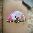 Strawberry Moon- Limited edition original hand painted signed Greetings card