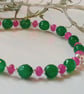 Green & Pink Faceted Quartzite Heart Bracelet - Image 2