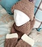 Brown Pompom Hat, cowl and fingerless mitts - Image 1