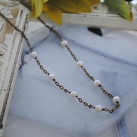 Pearl & brass necklace