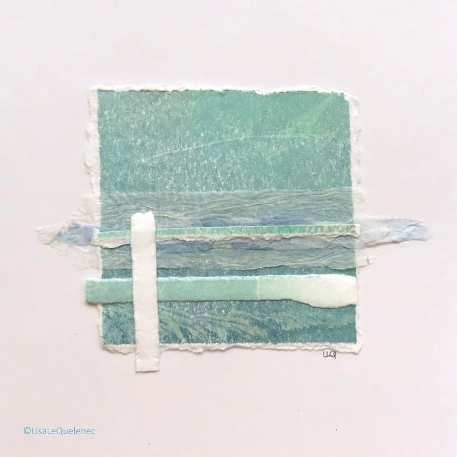Blank art abstract coastal OOAK collage art artist card