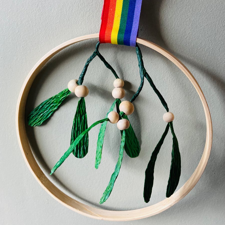 Paper mistletoe hanging decoration