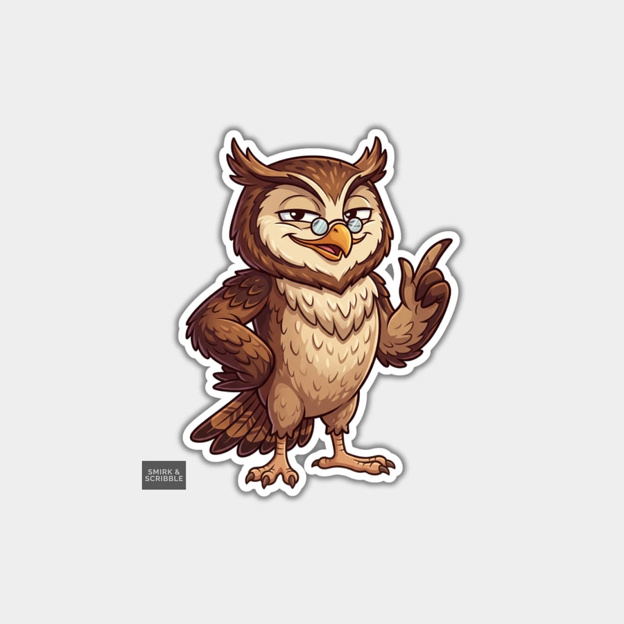 Funny Vinyl Die Cut Sticker For Adults - Wise Owl 