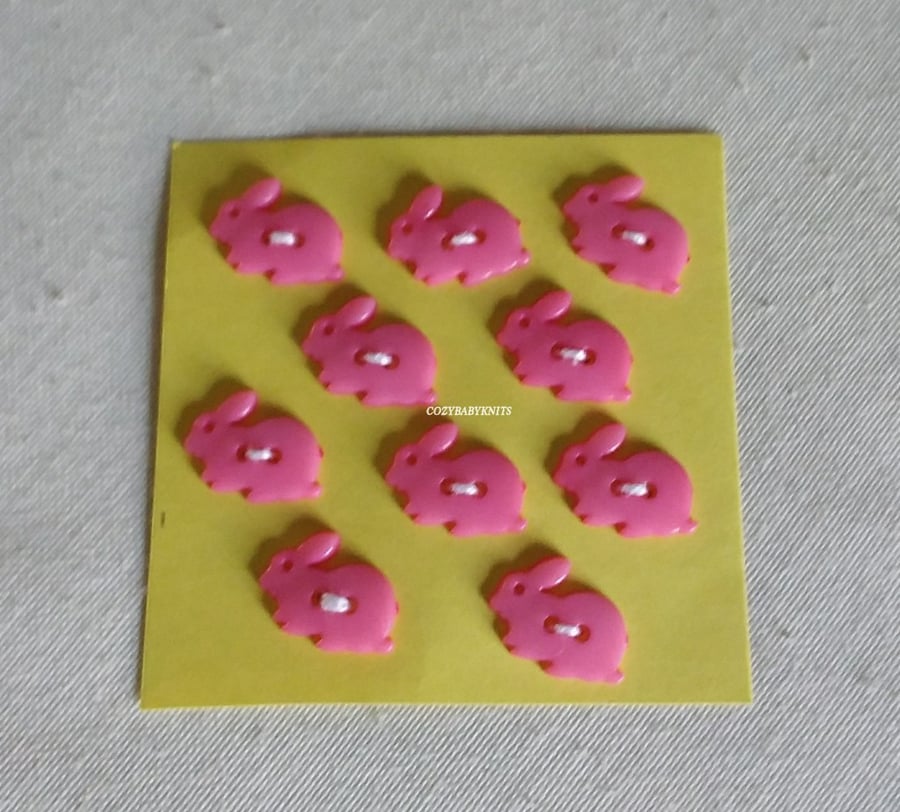 PINK RABBIT BUTTONS WITH TWO HOLES FOR ATTACHING 