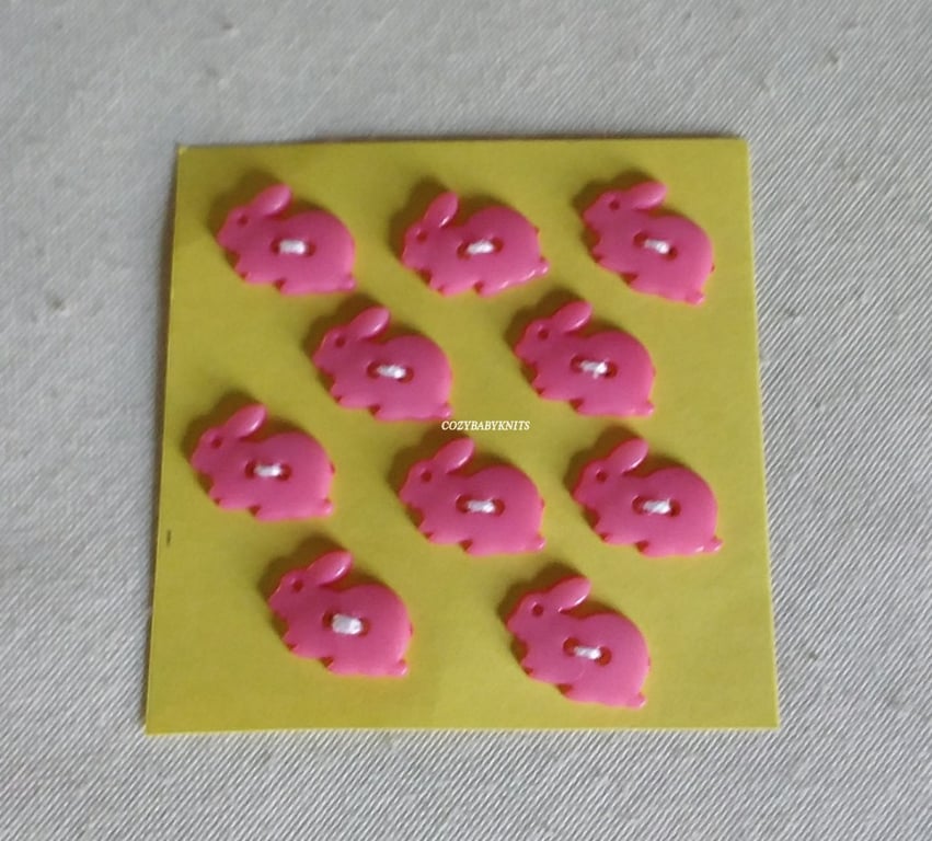 PINK RABBIT BUTTONS WITH TWO HOLES FOR ATTACHING 