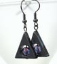 Hematite and amethyst crystal triangular earrings - Image 2