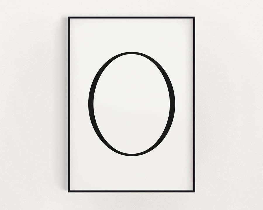 LETTER O PRINT, Minimalist Wall Art, Letter O Printable, Letter Wall Decor