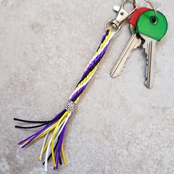 Non binary Keyring, Nonbinary Keychain, Pride flag bag charm