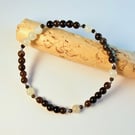 Obsidian, Moonstone And Silver Bracelet - Anniversary, Birthday, Gifts For Her
