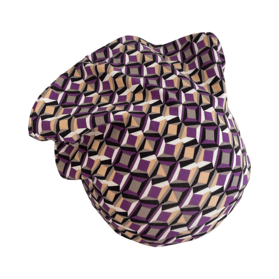 Colourful Geometric Print Cotton Beanie Hat, Alopecia Hair Loss Beanie Hat