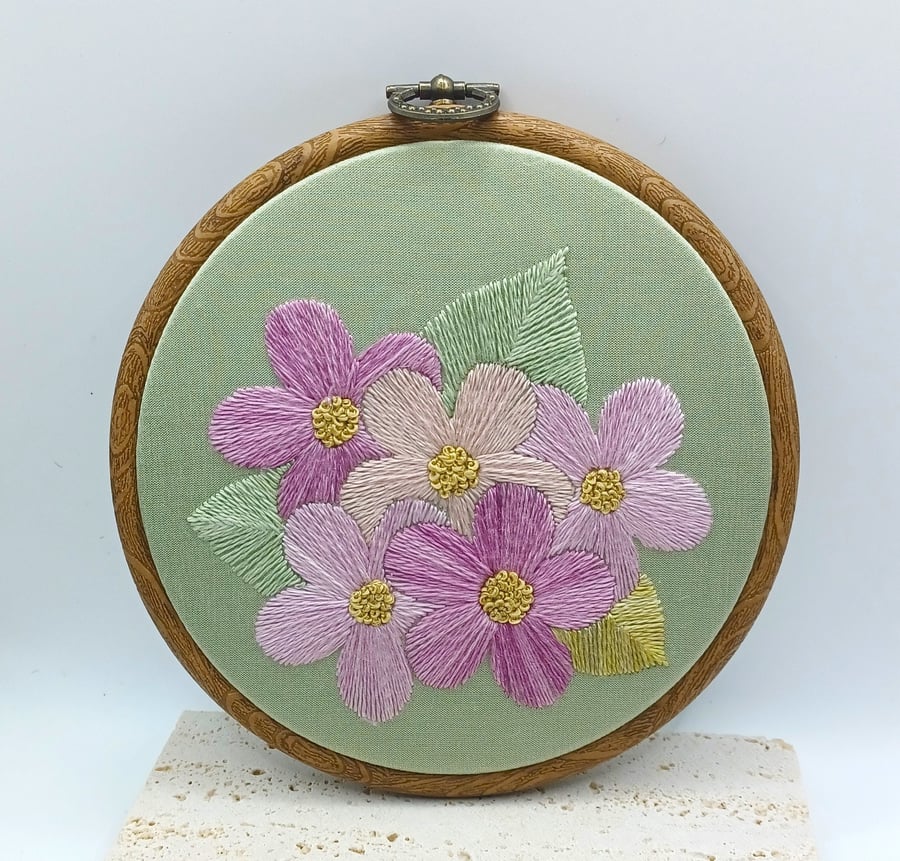 Flower Embroidery Hoop, Hand Embroidered Hoop Art, Floral Wall Art, Flower Gift 